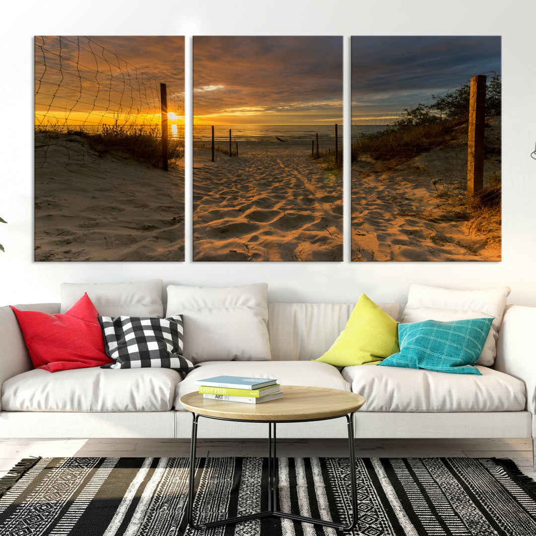 Mesmerizing Beach Way to Sunset Canvas Wall Art Large Beach Ocean Sunset Canvas Print Tropical Beach Sunset Photography