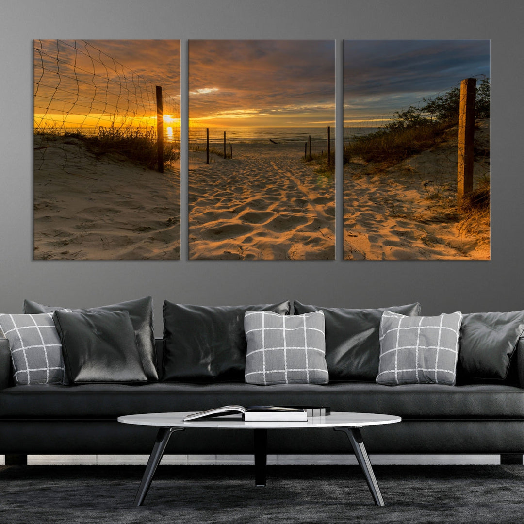 Mesmerizing Beach Way to Sunset Canvas Wall Art Large Beach Ocean Sunset Canvas Print Tropical Beach Sunset Photography