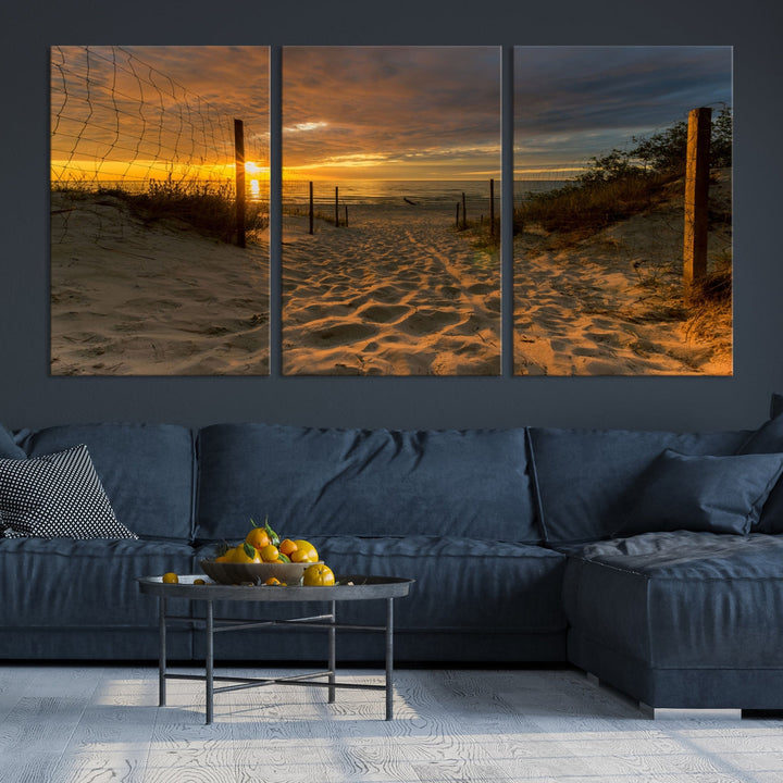 Mesmerizing Beach Way to Sunset Canvas Wall Art Large Beach Ocean Sunset Canvas Print Tropical Beach Sunset Photography