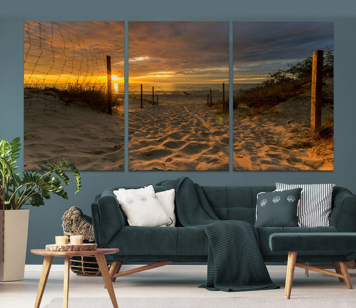 Mesmerizing Beach Way to Sunset Canvas Wall Art Large Beach Ocean Sunset Canvas Print Tropical Beach Sunset Photography