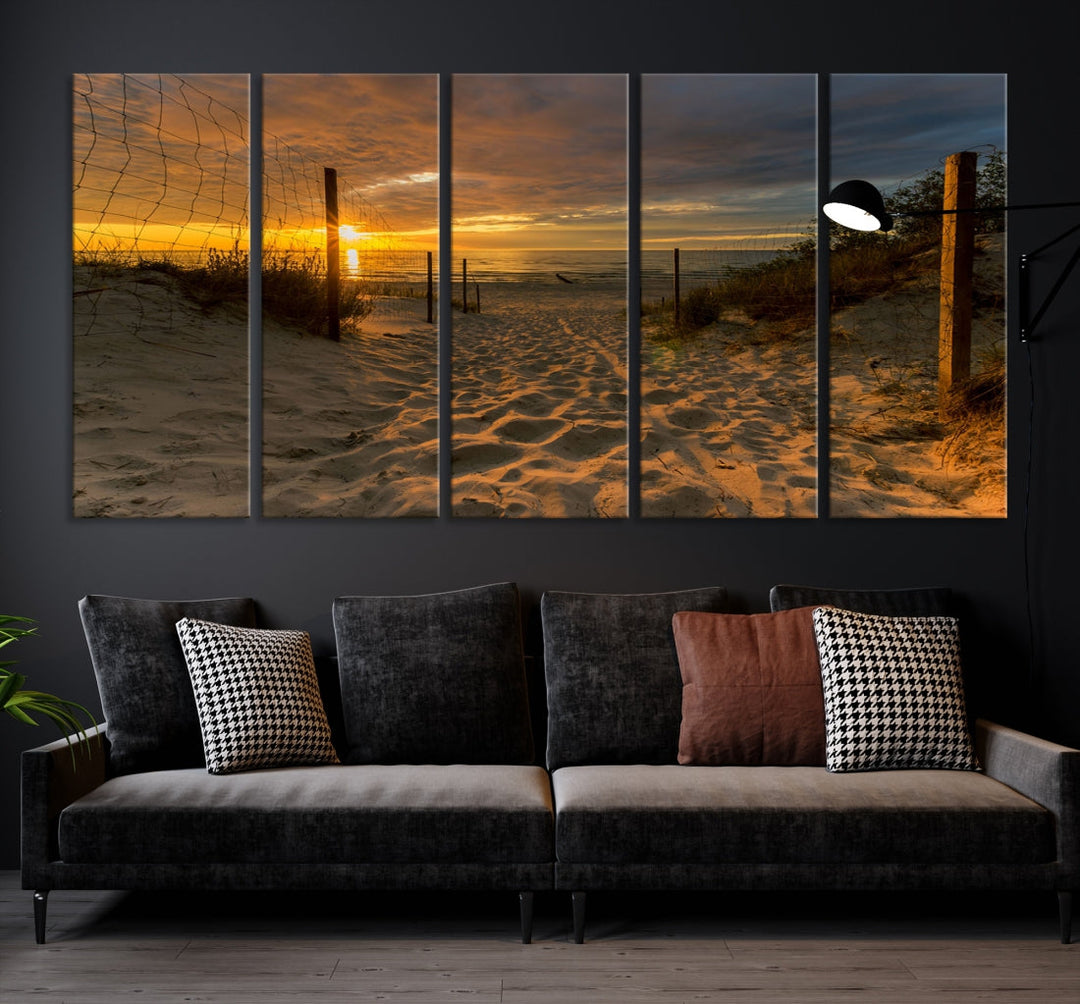 Mesmerizing Beach Way to Sunset Canvas Wall Art Large Beach Ocean Sunset Canvas Print Tropical Beach Sunset Photography