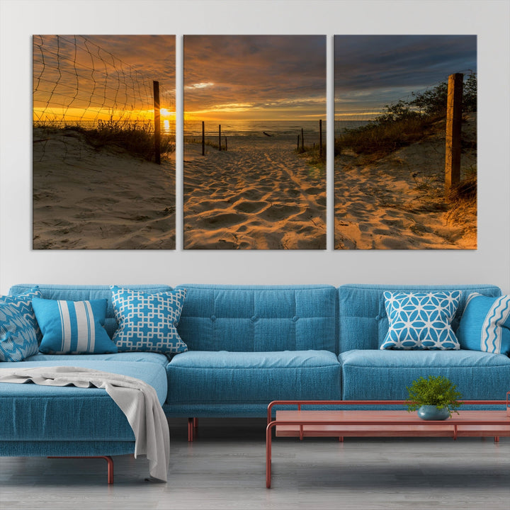 Mesmerizing Beach Way to Sunset Canvas Wall Art Large Beach Ocean Sunset Canvas Print Tropical Beach Sunset Photography