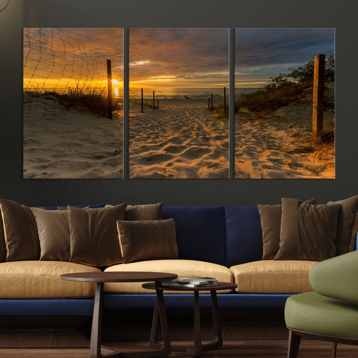 Mesmerizing Beach Way to Sunset Canvas Wall Art Large Beach Ocean Sunset Canvas Print Tropical Beach Sunset Photography