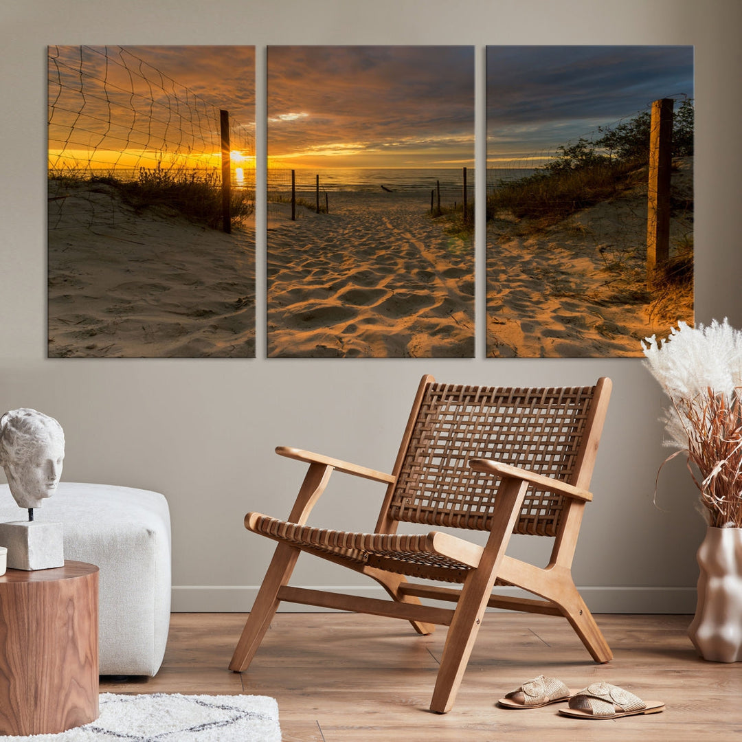 Mesmerizing Beach Way to Sunset Canvas Wall Art Large Beach Ocean Sunset Canvas Print Tropical Beach Sunset Photography