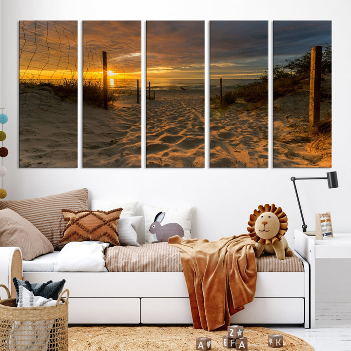 Mesmerizing Beach Way to Sunset Canvas Wall Art Large Beach Ocean Sunset Canvas Print Tropical Beach Sunset Photography