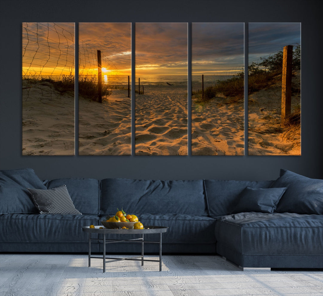 Mesmerizing Beach Way to Sunset Canvas Wall Art Large Beach Ocean Sunset Canvas Print Tropical Beach Sunset Photography