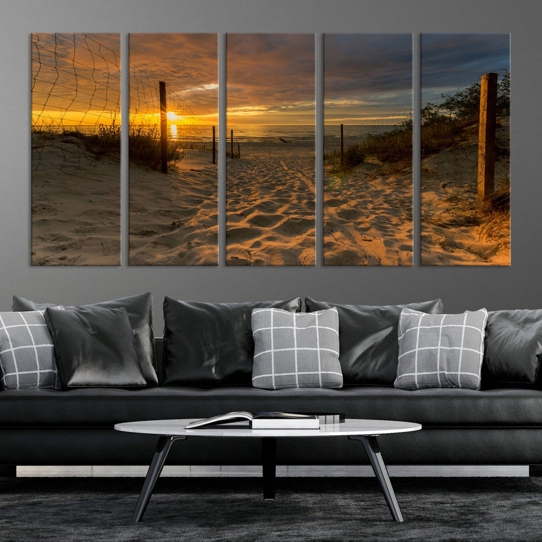 Mesmerizing Beach Way to Sunset Canvas Wall Art Large Beach Ocean Sunset Canvas Print Tropical Beach Sunset Photography