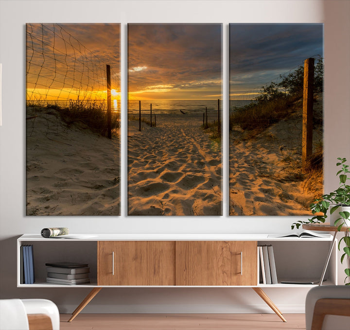 Mesmerizing Beach Way to Sunset Canvas Wall Art Large Beach Ocean Sunset Canvas Print Tropical Beach Sunset Photography