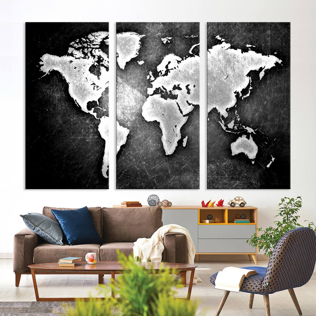 Metalic Style World Map Wall Art