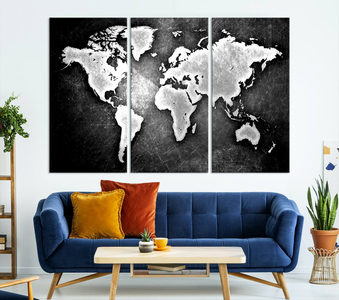 Metalic Style World Map Wall Art