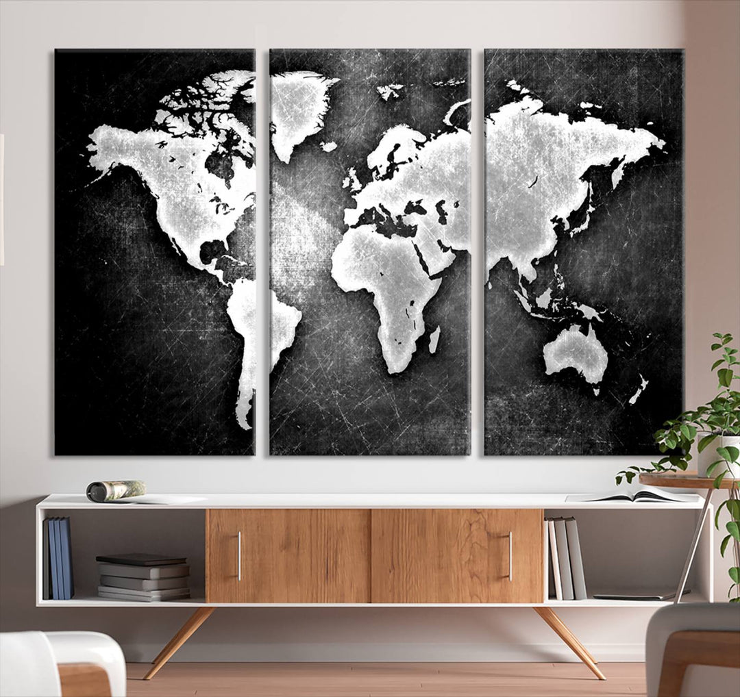 Metalic Style World Map Wall Art