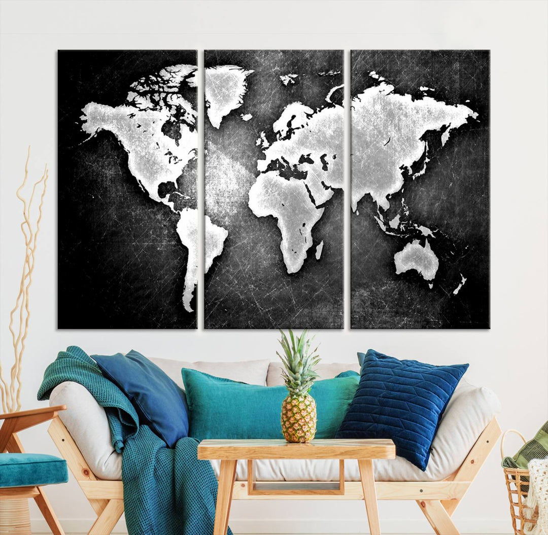 Metalic Style World Map Wall Art