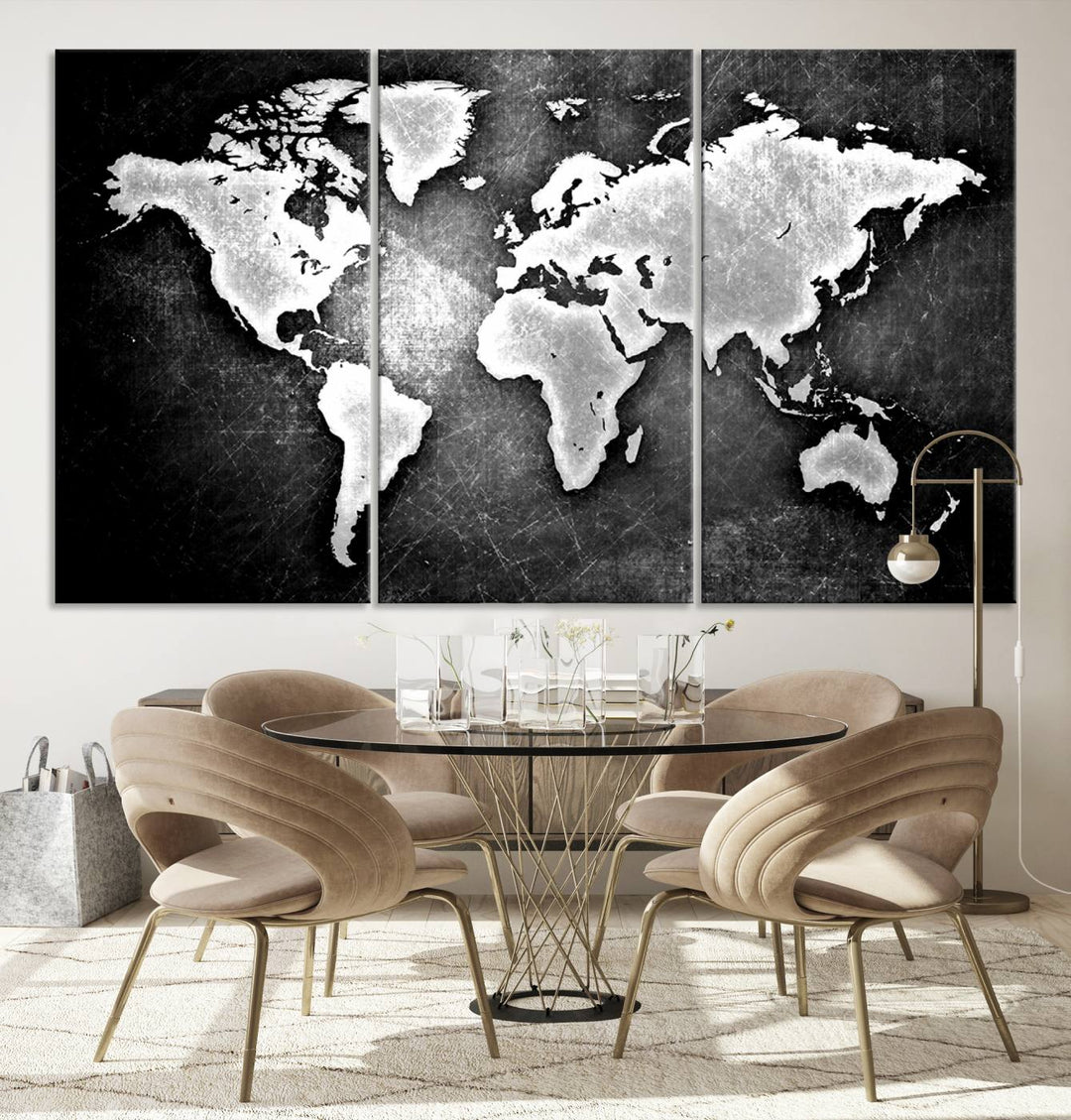 Metalic Style World Map Wall Art