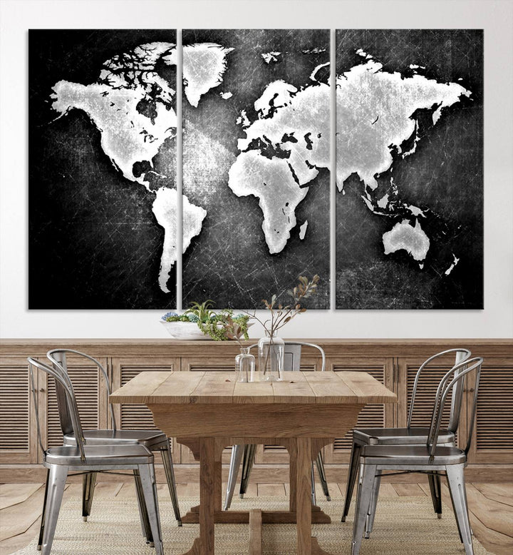 Metalic Style World Map Wall Art