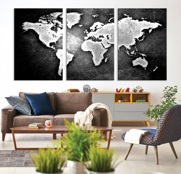 Metalic Style World Map Wall Art