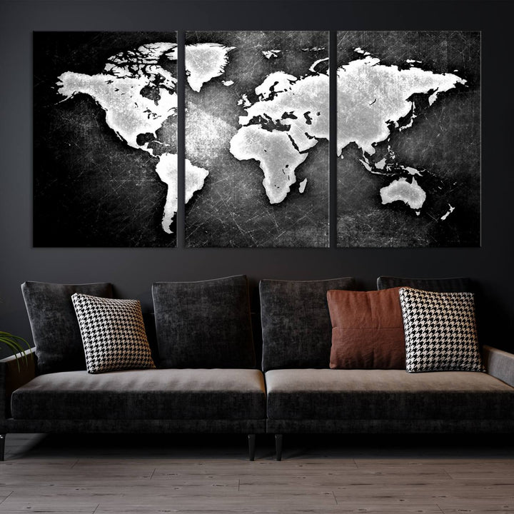 Metalic Style World Map Wall Art