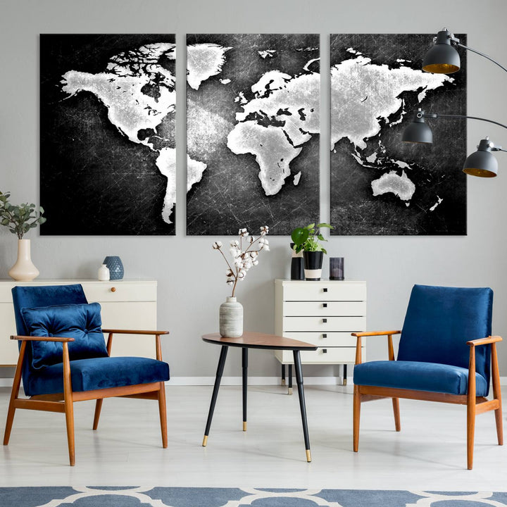 Metalic Style World Map Wall Art