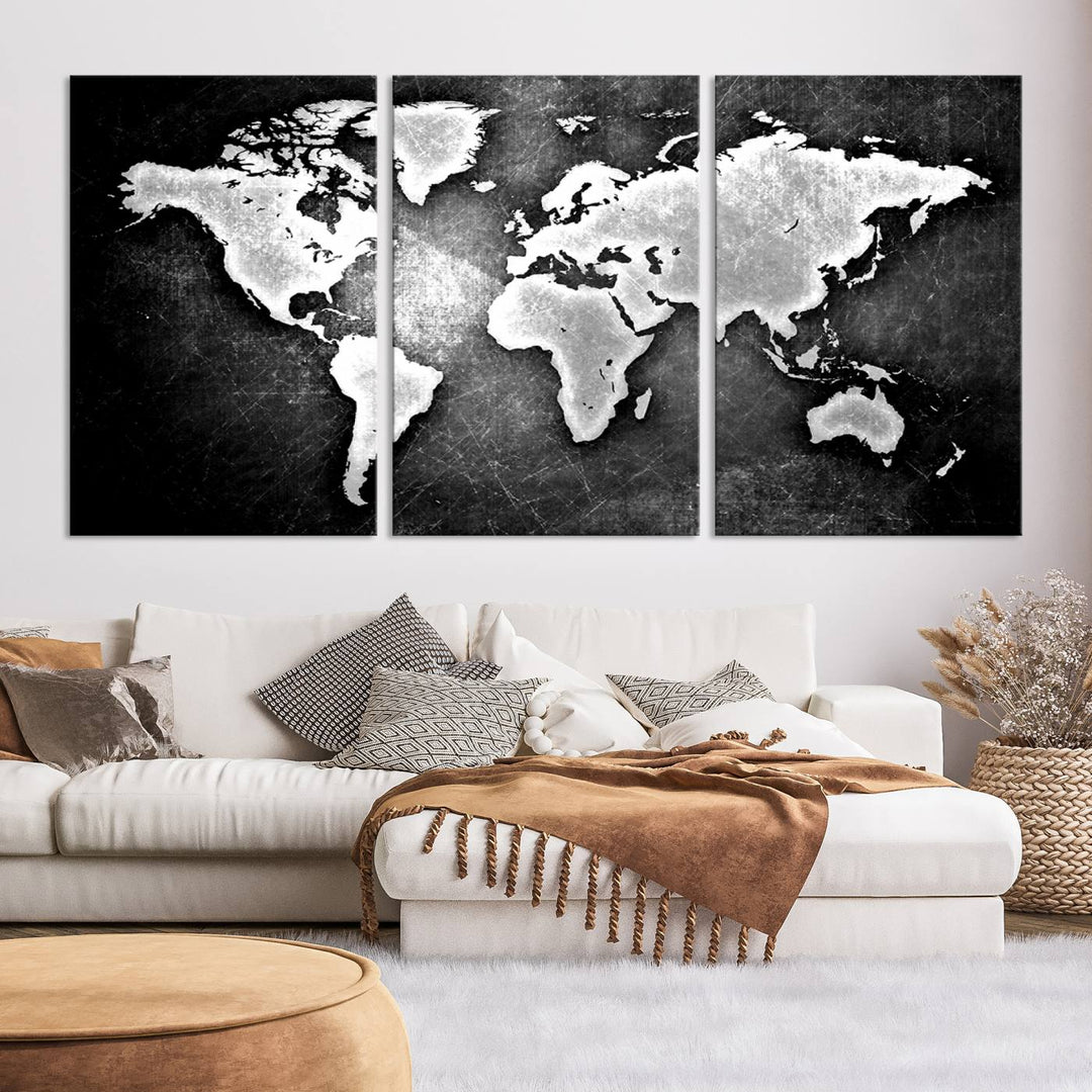 Metalic Style World Map Wall Art