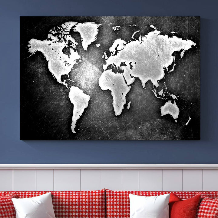 Metalic Style World Map Wall Art