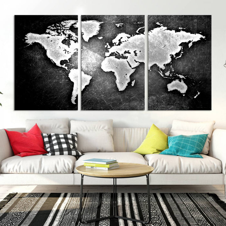 Metalic Style World Map Wall Art