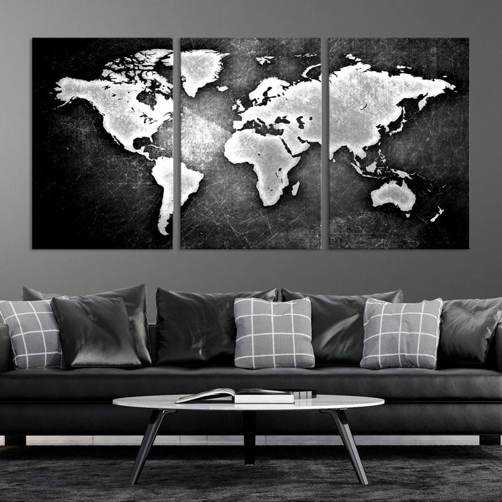 Metalic Style World Map Wall Art