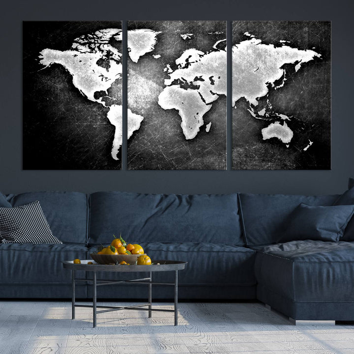 Metalic Style World Map Wall Art