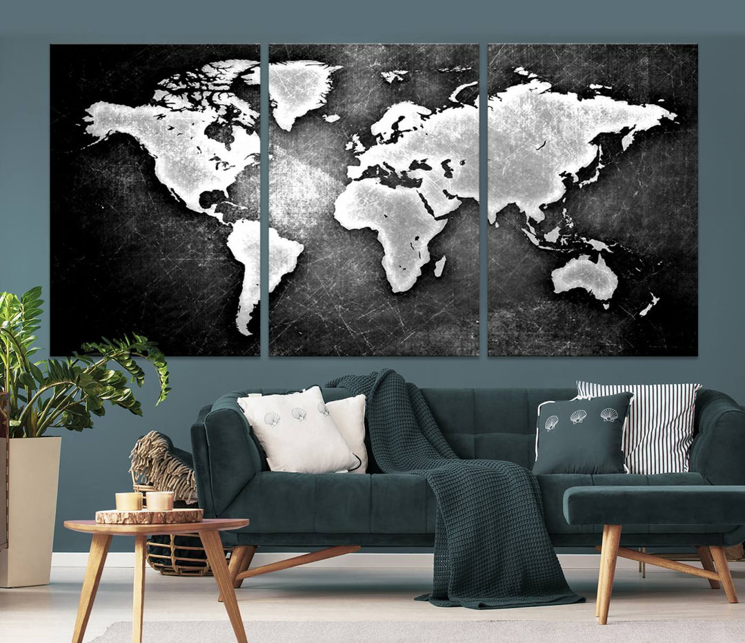 Metalic Style World Map Wall Art