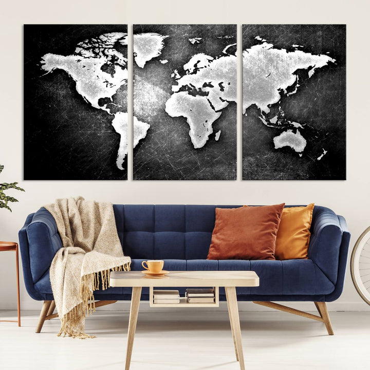 Metalic Style World Map Wall Art