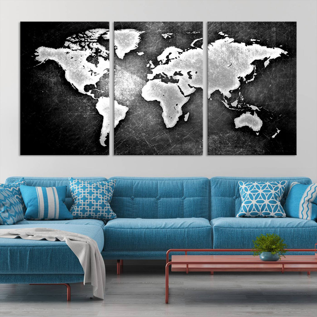 Metalic Style World Map Wall Art