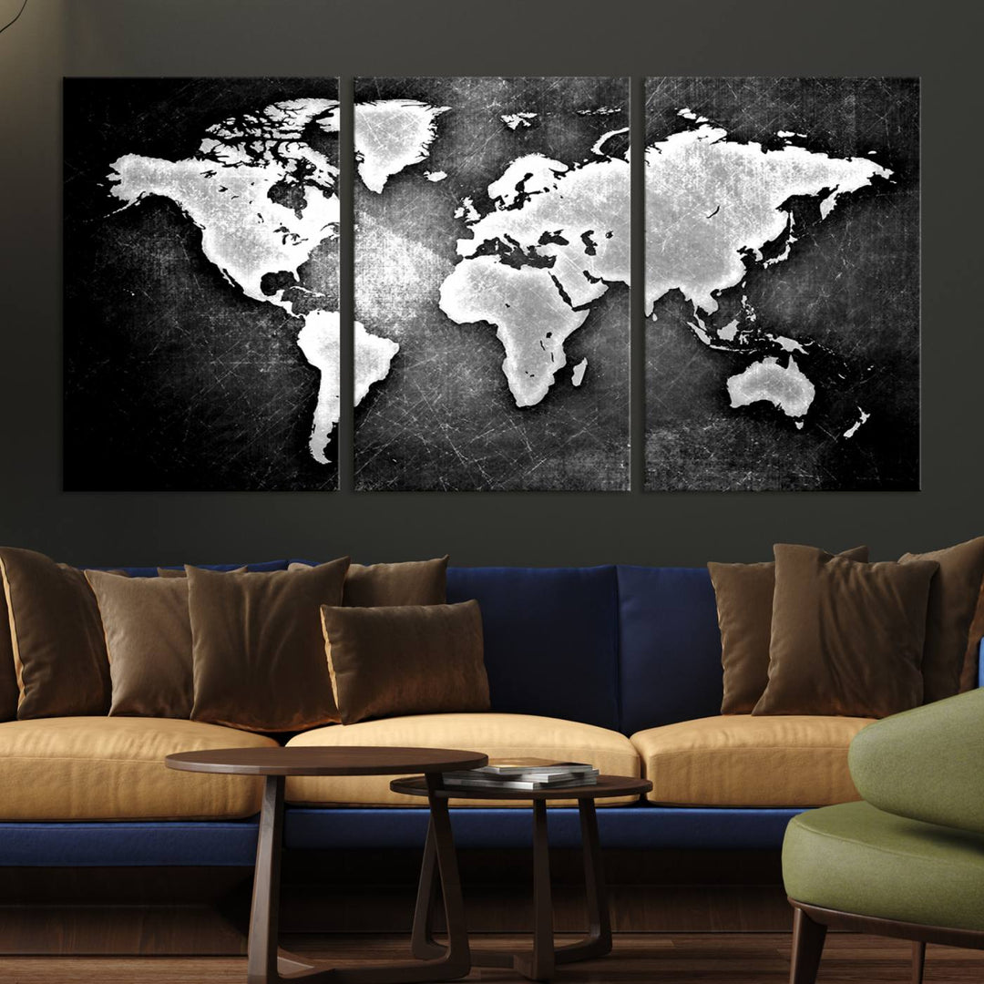 Metalic Style World Map Wall Art