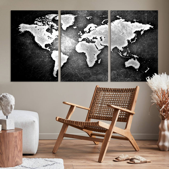 Metalic Style World Map Wall Art