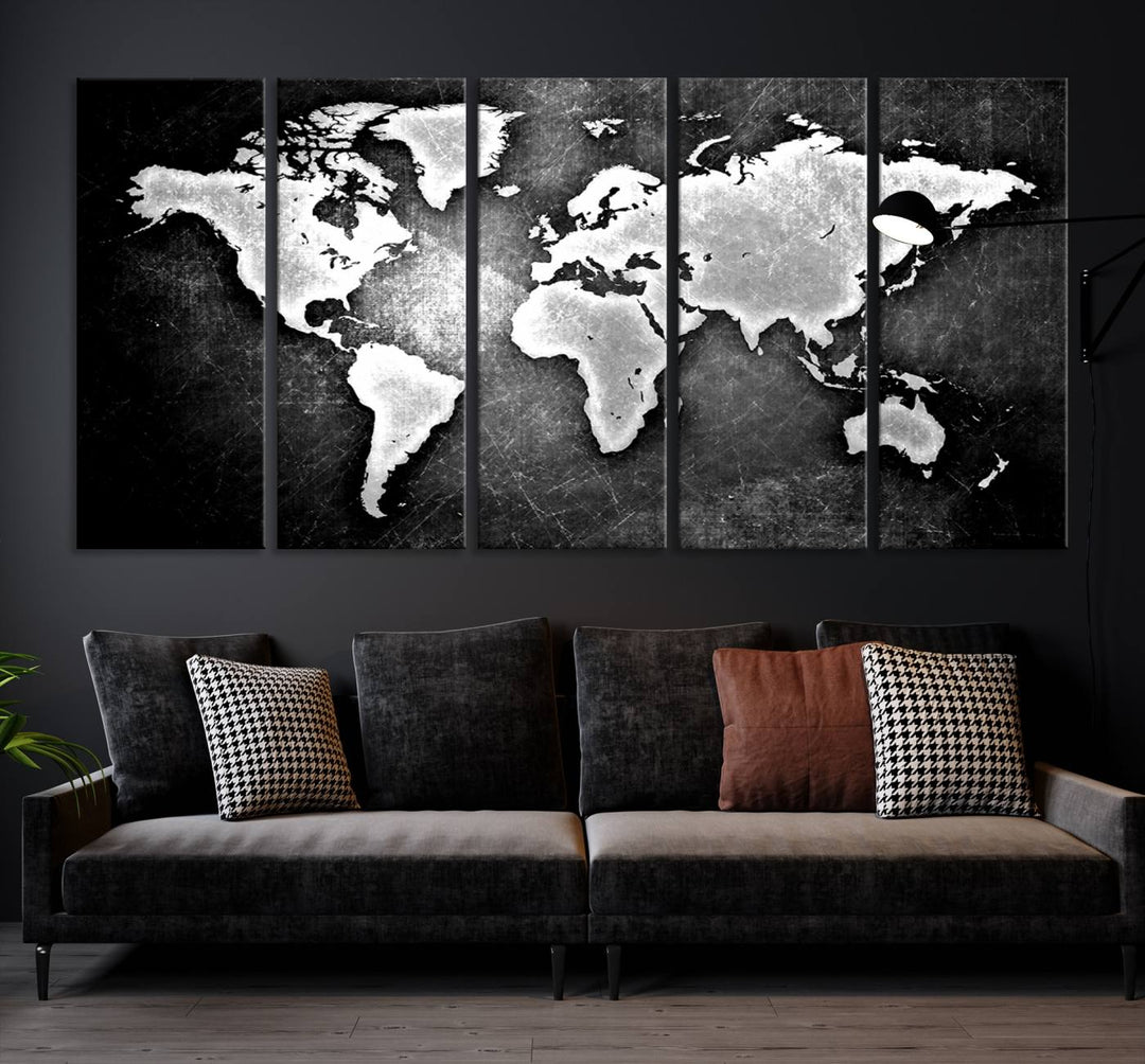 Metalic Style World Map Wall Art