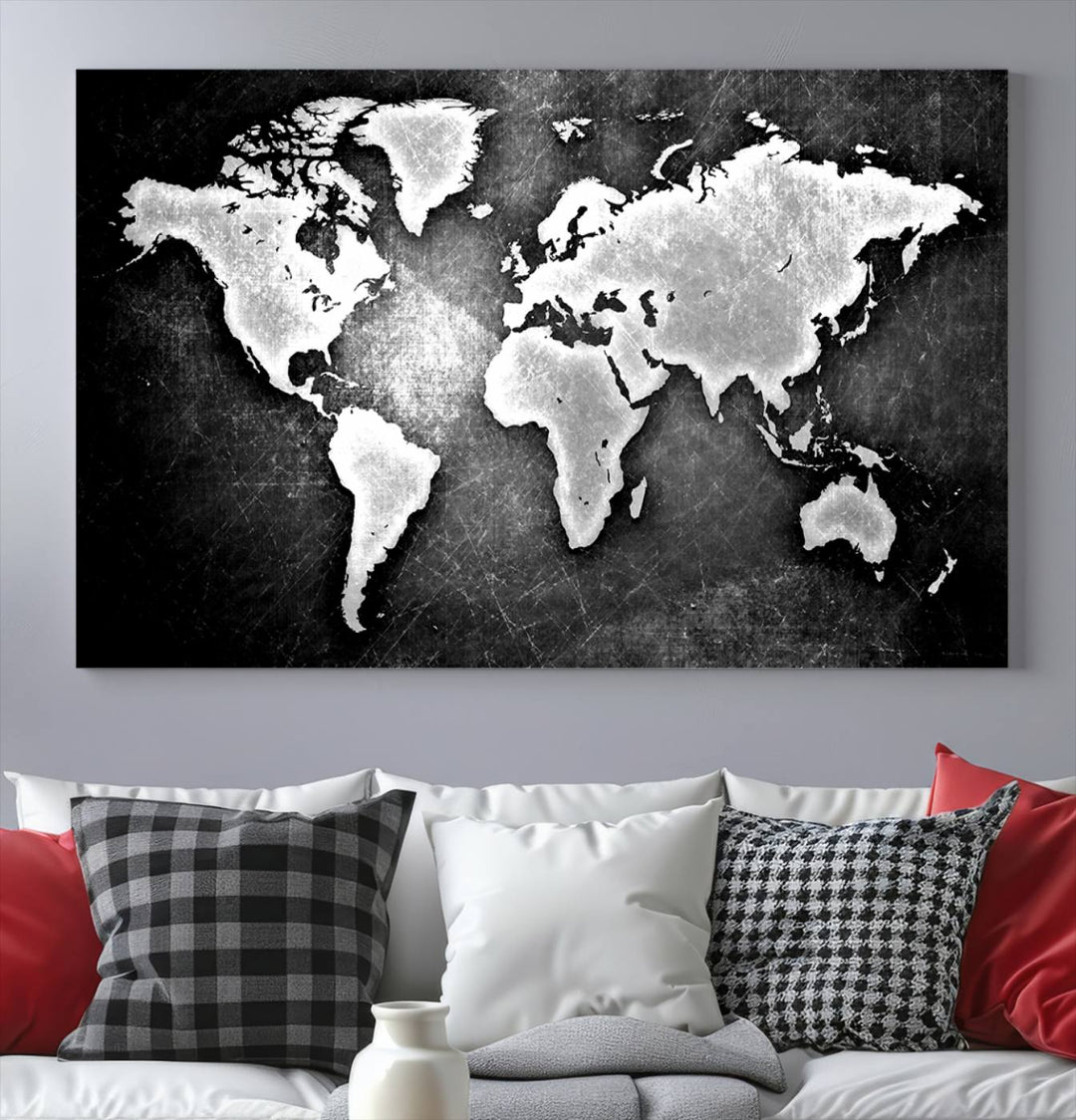 Metalic Style World Map Wall Art