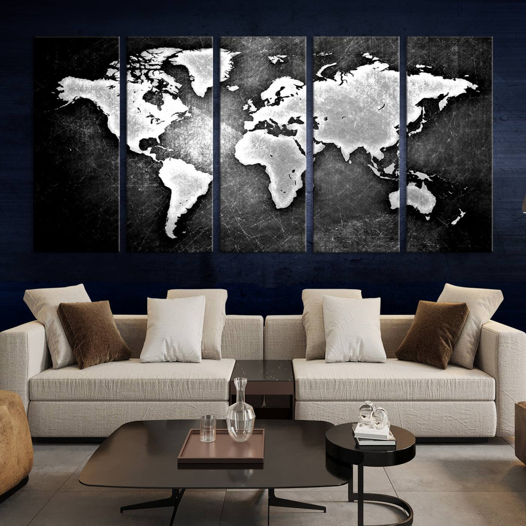 Metalic Style World Map Wall Art