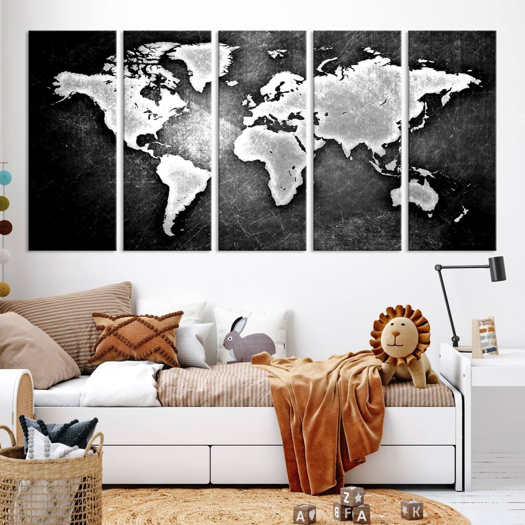 Metalic Style World Map Wall Art