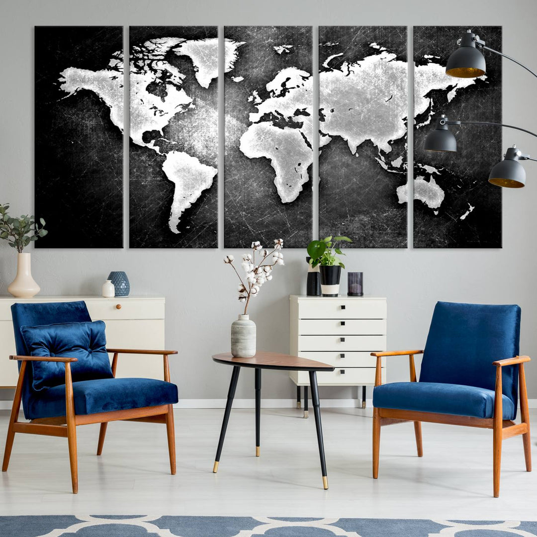 Metalic Style World Map Wall Art