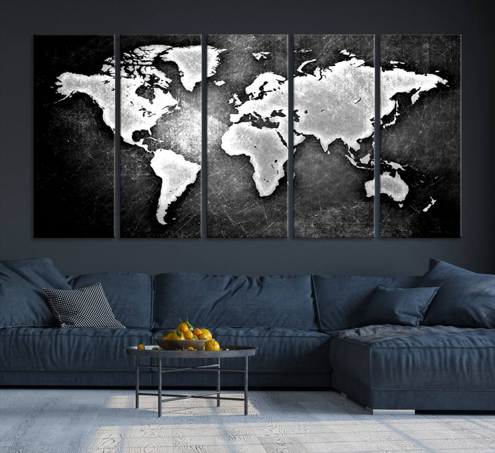 Metalic Style World Map Wall Art