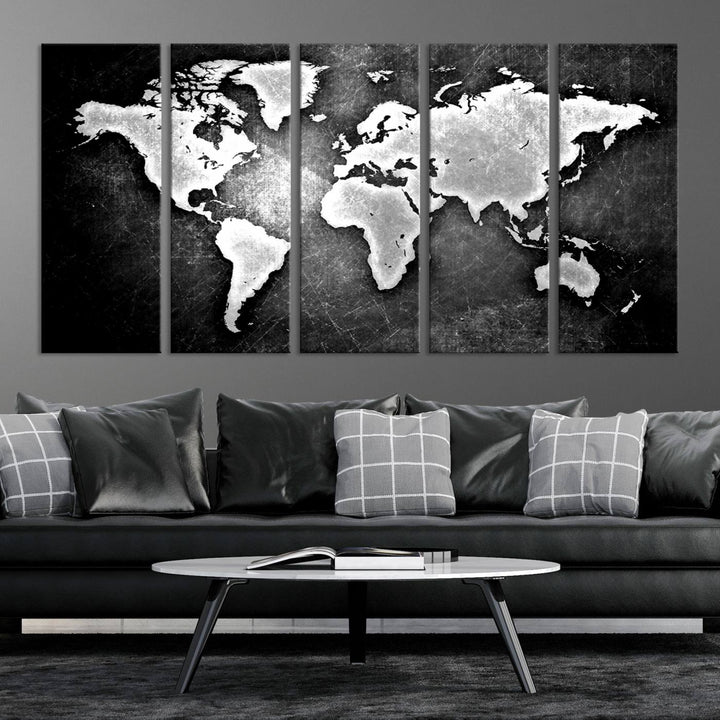 Metalic Style World Map Wall Art