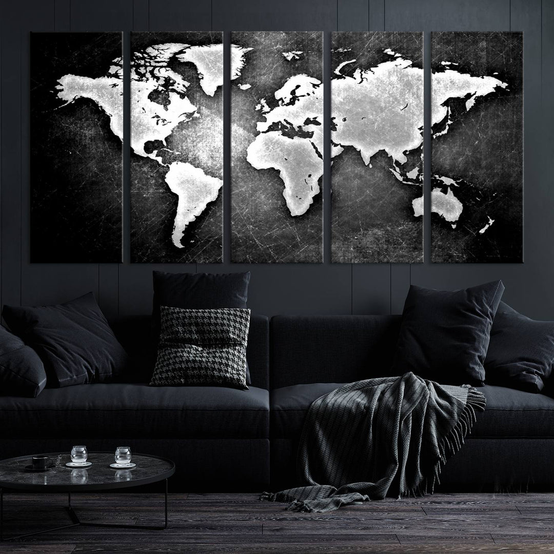 Metalic Style World Map Wall Art