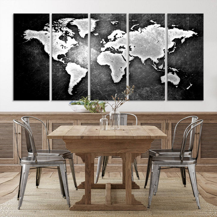 Metalic Style World Map Wall Art