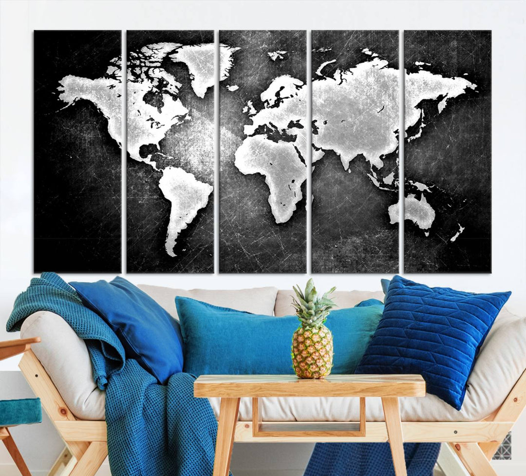 Metalic Style World Map Wall Art