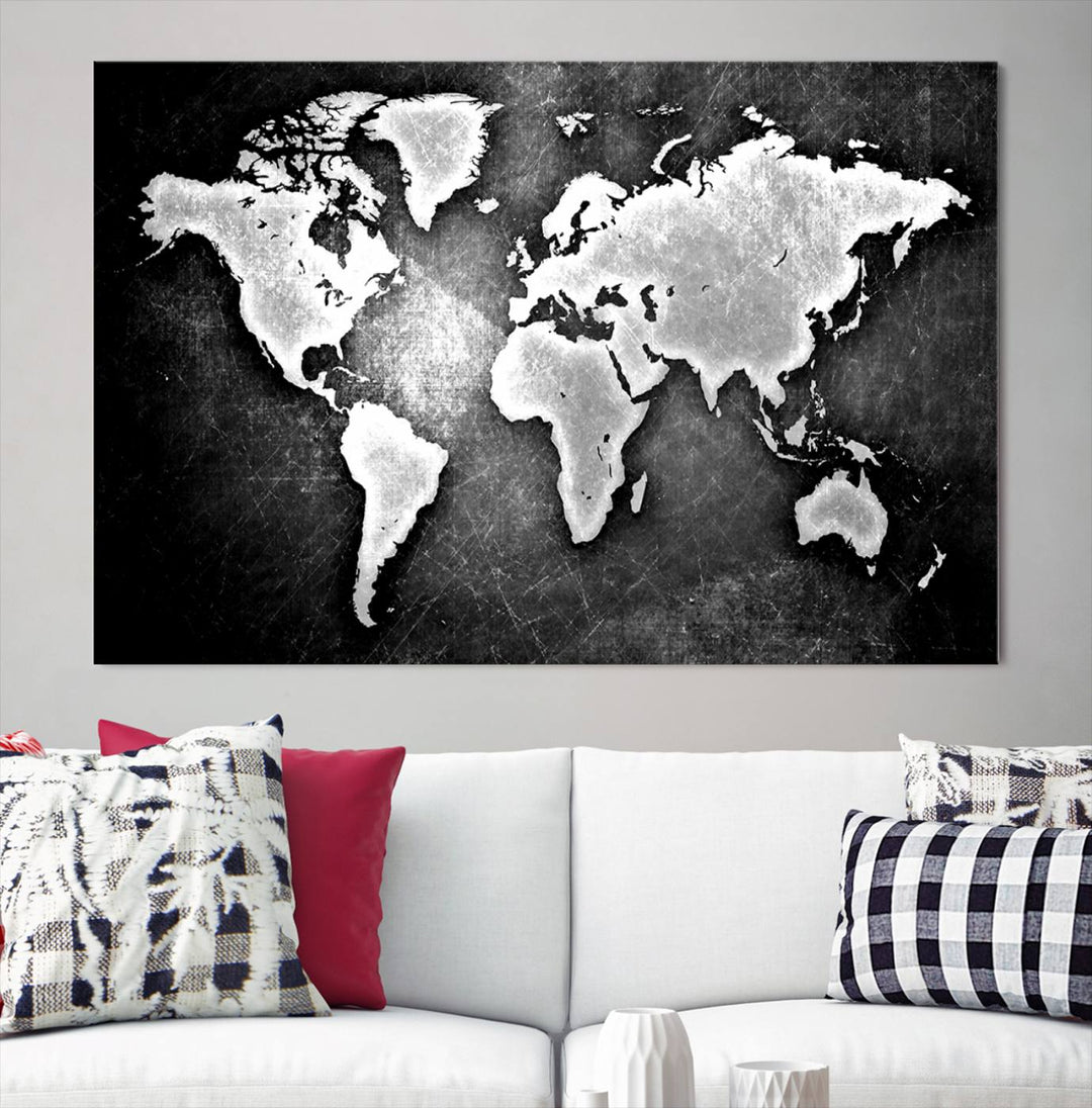 Metalic Style World Map Wall Art