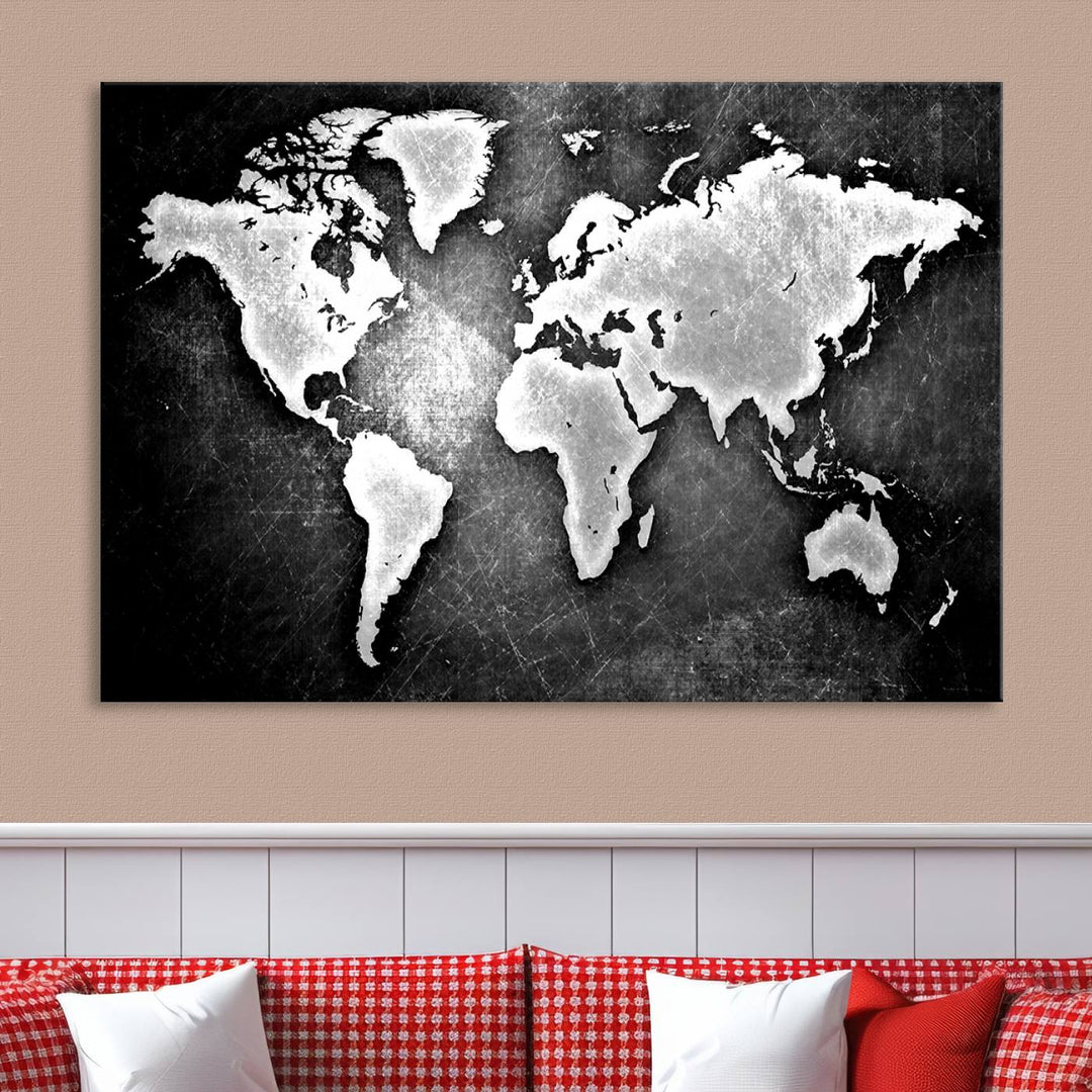 Metalic Style World Map Wall Art