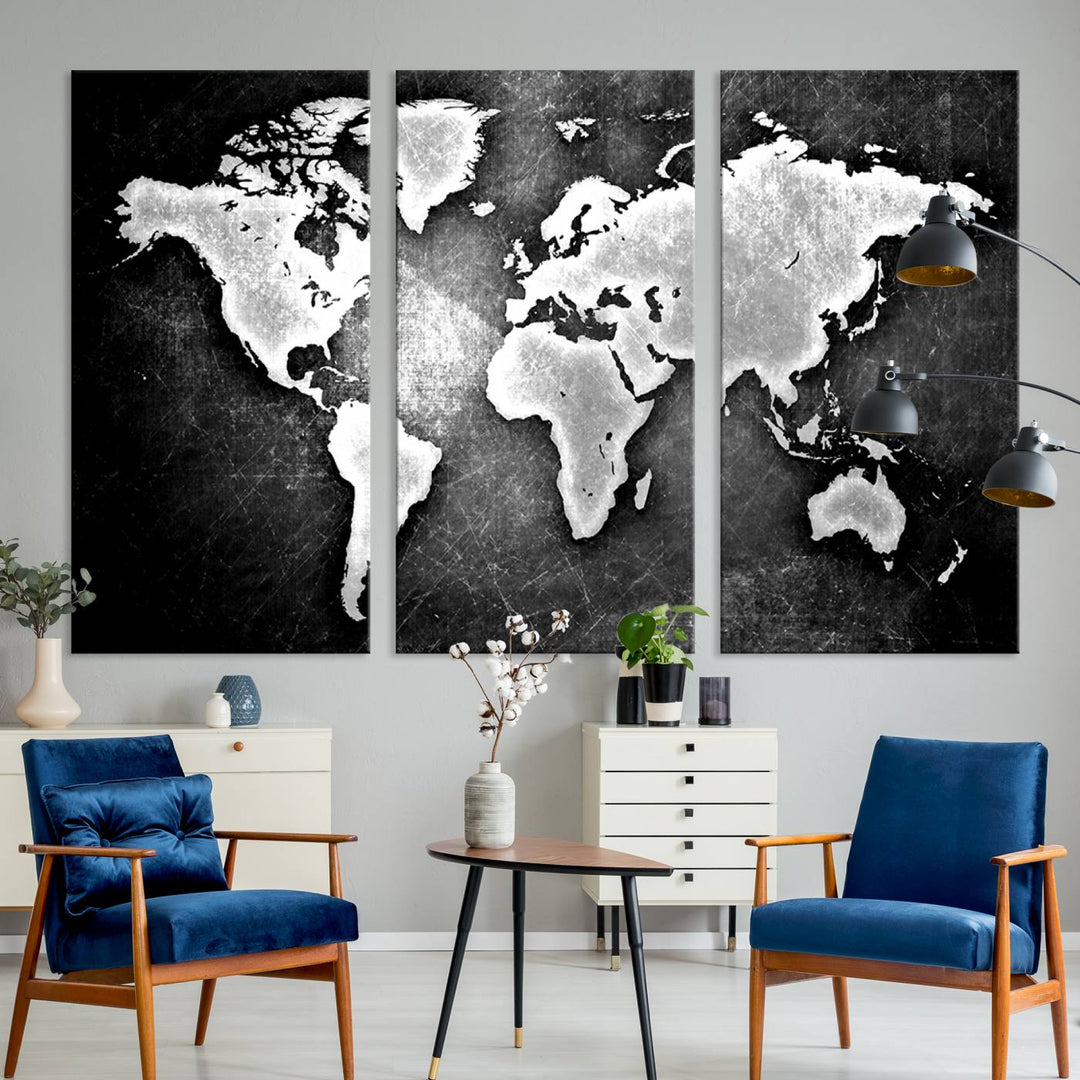 Metalic Style World Map Wall Art