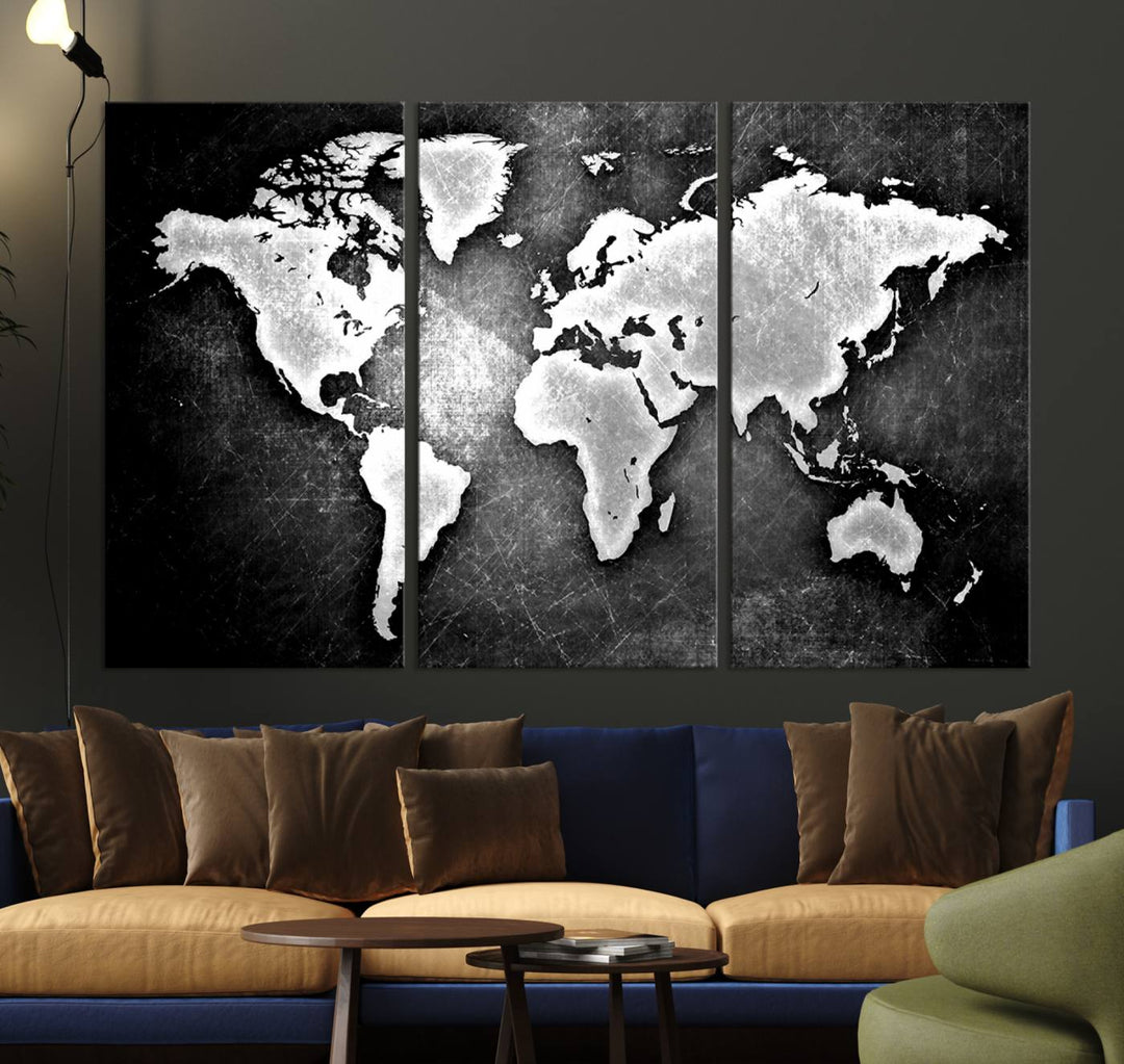 Metalic Style World Map Wall Art