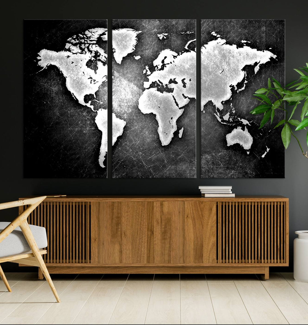 Metalic Style World Map Wall Art