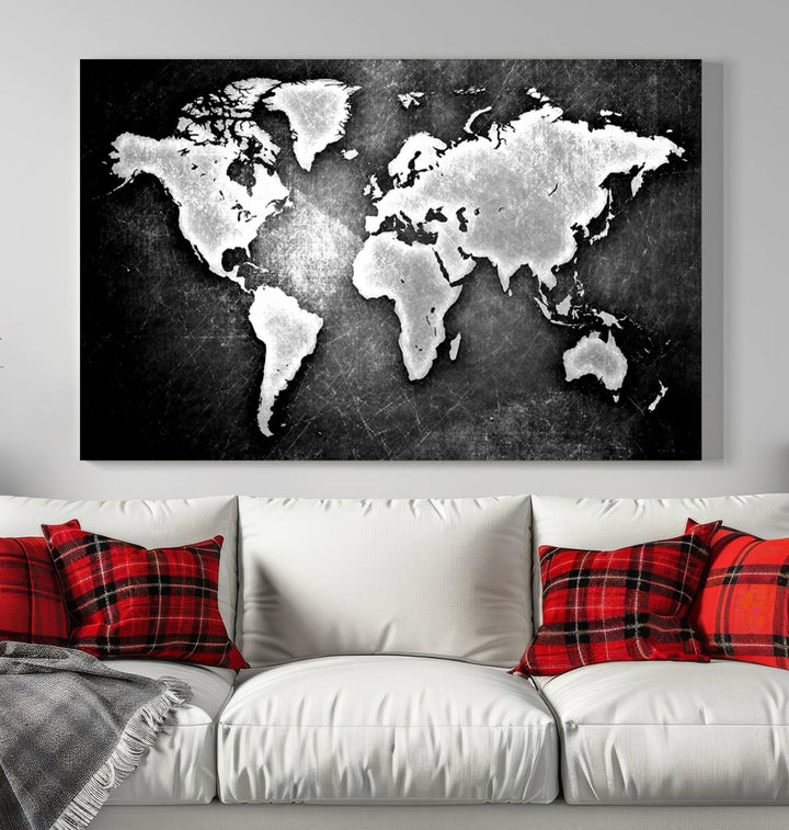 Metalic Style World Map Wall Art