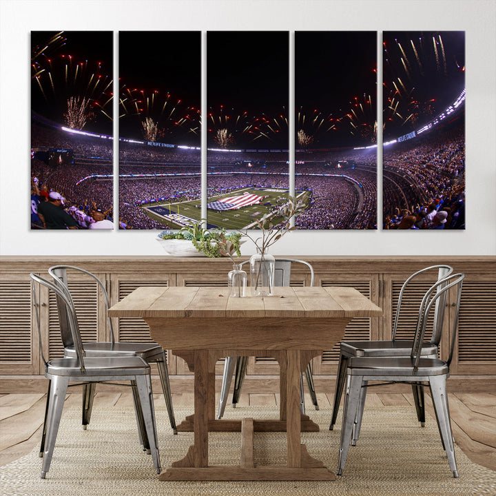 MetLife Football Stadium Wall Art Canvas Print, New York Giants Print, Ready to Hang Framed American Football Stadium Wall Art, NFL Wall Art