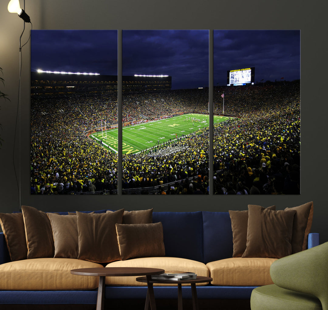 Michigan Football Stadium Wall Art Canvas Print, NFL Wall Art, Sports Room Wall Art Print, Sports Grill Bar Wall Decor, Football Lover Decor