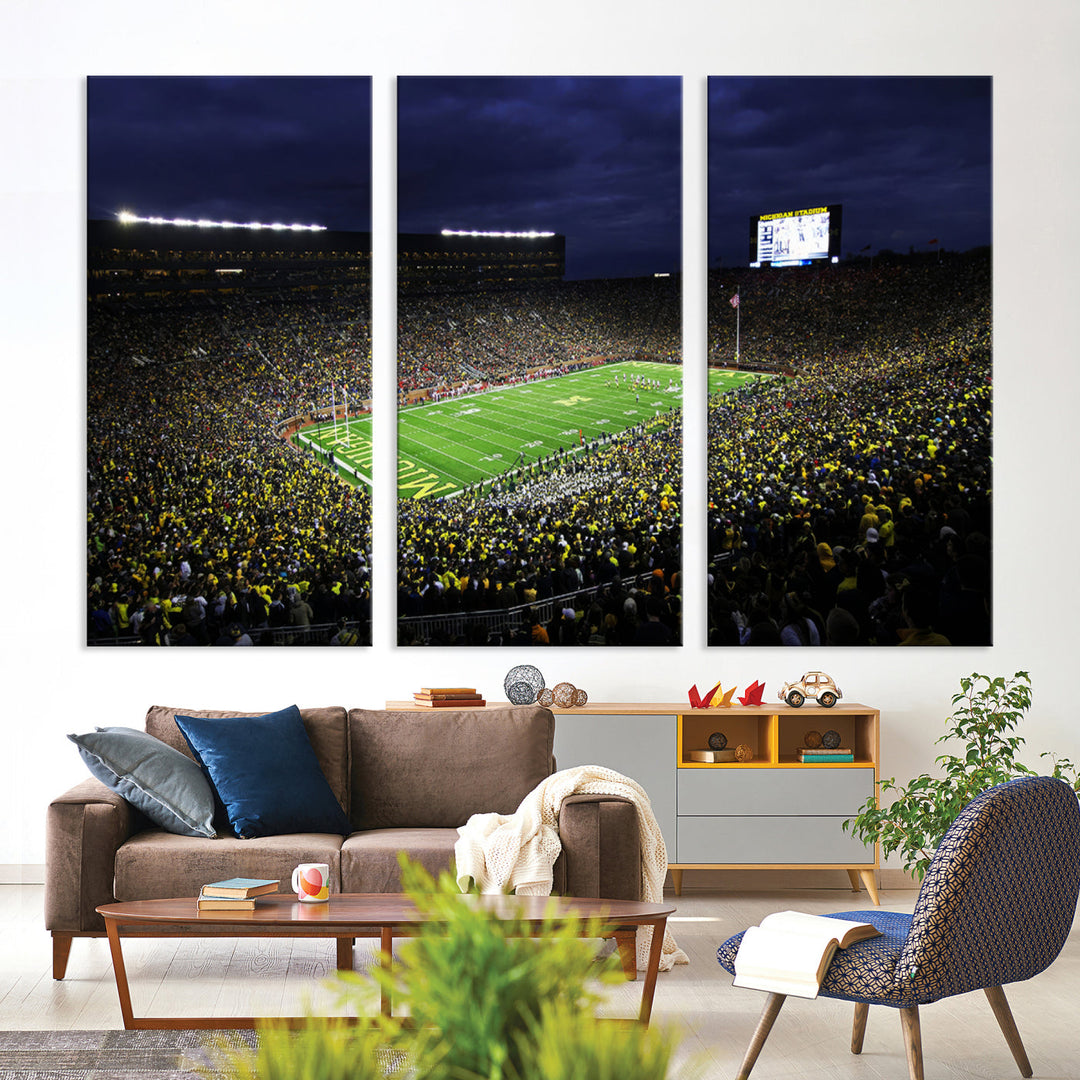 Michigan Football Stadium Wall Art Canvas Print, NFL Wall Art, Sports Room Wall Art Print, Sports Grill Bar Wall Decor, Football Lover Decor